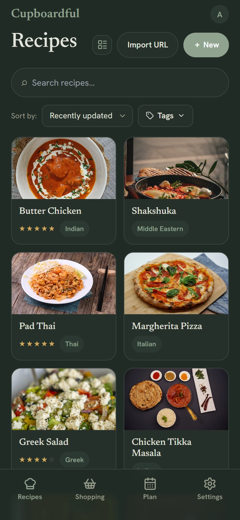 The same recipe binder on a phone, shown as photo cards